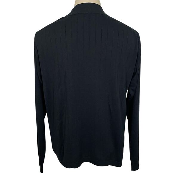 Vintage 90s Murano 100% Silk Mock Neck Sweater Ribbed Black Pullover Mens L - Picture 2 of 9